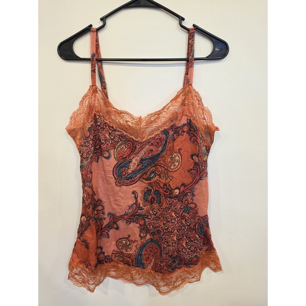 Maurices Paisley Lace Trim Cami Tank Top Women's Size 0 Boho Y2K Fairy Grunge